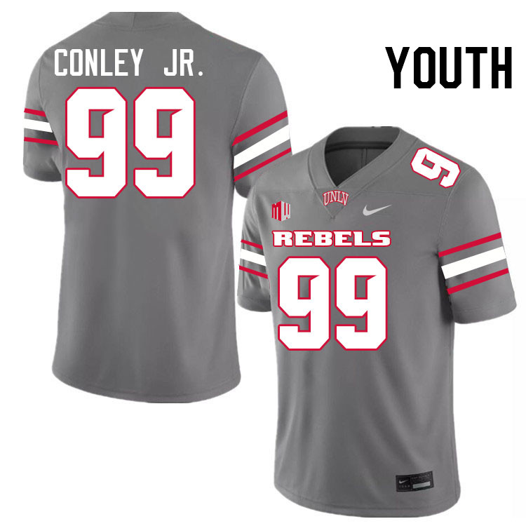 Youth #99 Keith Conley Jr. UNLV Rebels College Football Jerseys Stitched-Grey